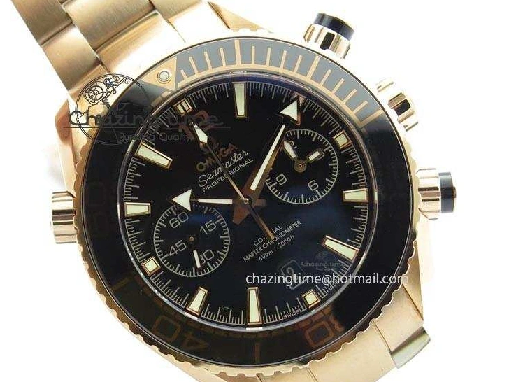 0601 Premium Seamaster Professional Chrono RG Black Ceramic Black Dial On RG Bracelet A 8212